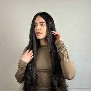 Freeda Wigs - Nadia EXTRA LONG DARK BROWN MULTI-DIRECTIONAL SKIN TOP SIZE M